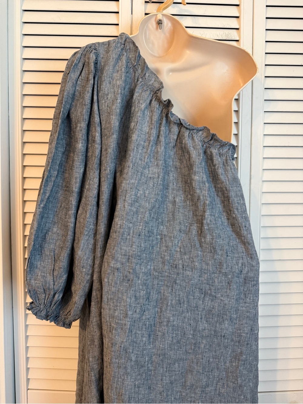 Lake Milly Midi Dress Navy Blue Linen Small Ruffle Coastal Nautical Beach Resort - Picture 7 of 9